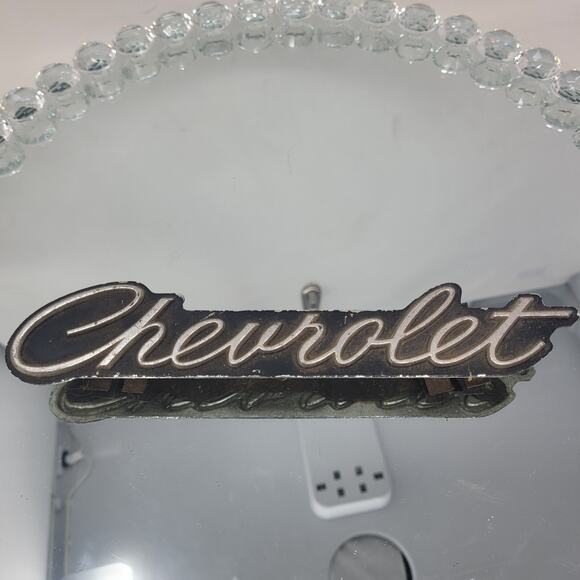 Vtg Chevrolet Emblem 1960s Script Logo Badge 9 Inch Name Plate Chevy Impala Etc. - Picture 1 of 12